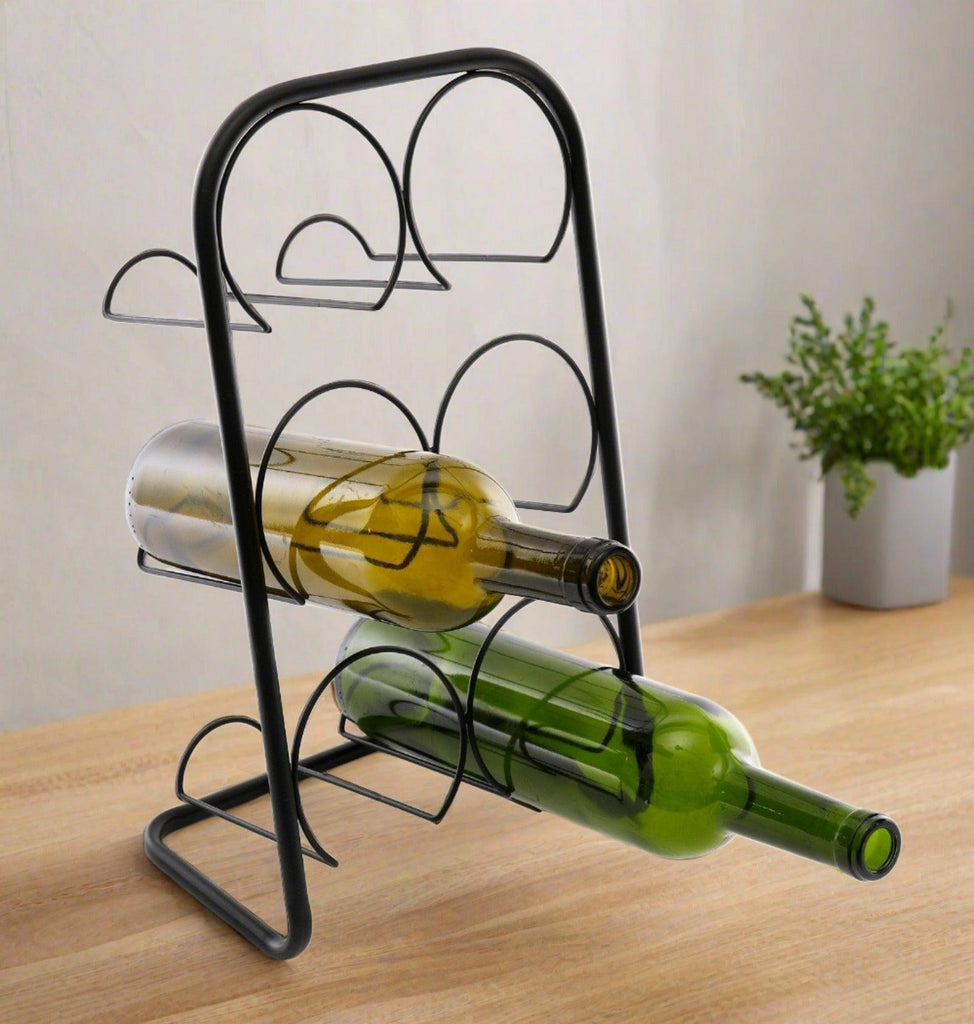 Black Metal Wire 6 Wine Bottle Holder Geko Products