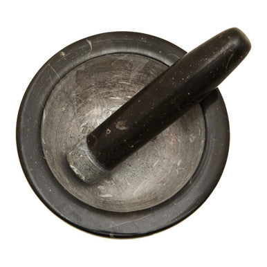 Orsina Mortar and Pestle in Black Stone for Grinding Spices and Herbs