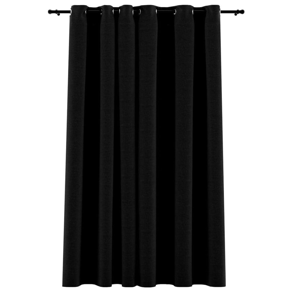 vidaXL Linen-Look Blackout Curtains with Grommets Black 290x245cm vidaXL