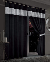 OLIVIA ROCCO Blackout Curtains in Black with Shimmering Silver Stripes for Elegant Home Decor