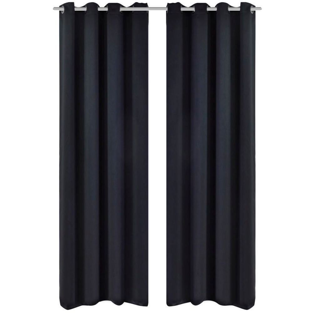 vidaXL Blackout Curtains 2 pcs with Metal Eyelets 135x175 cm Black vidaXL