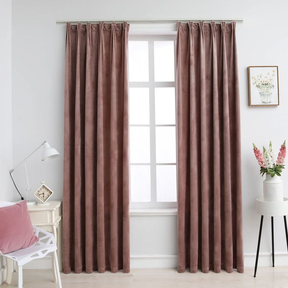 vidaXL Blackout Curtains 2 pcs with Hooks Velvet Black 140x175 cm vidaXL