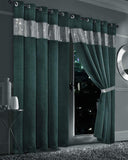 Elegant OLIVIA ROCCO Blackout Curtains in dark green with a shimmering silver band for stylish light control