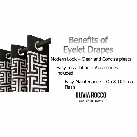 OLIVIA ROCCO Blackout Curtains with eyelet design featuring modern pleats for easy installation