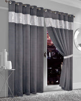 Olivia Rocco Grey Blackout Curtains with Shimmering Panel for Light Blocking and Privacy