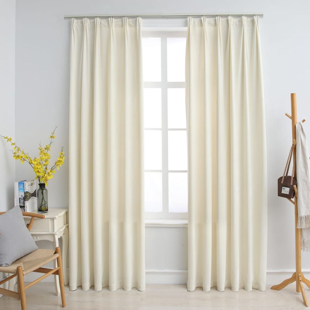 vidaXL Blackout Curtains 2 pcs with Hooks Velvet Black 140x175 cm vidaXL