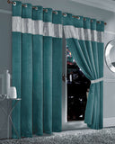 Teal OLIVIA ROCCO Blackout Curtains with Decorative Silver Stripe for Elegant Windows