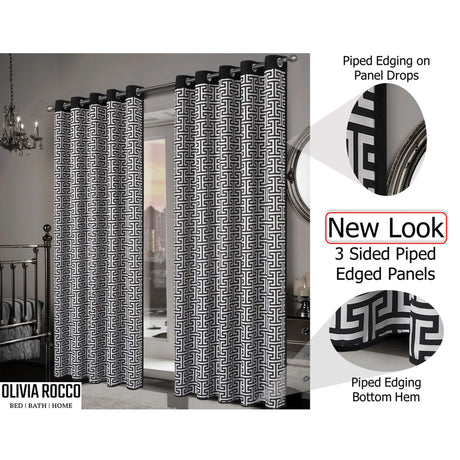 OLIVIA ROCCO Blackout Curtains with geometric design and piped edging for a stylish look