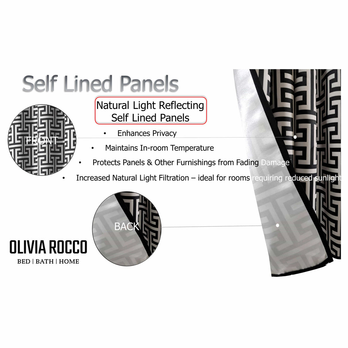 OLIVIA ROCCO Blackout Curtains with self-lined panels for enhanced privacy and natural light filtration