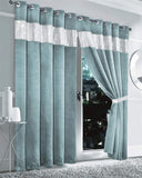 Soft teal OLIVIA ROCCO blackout curtains with silver decorative band for a stylish interior