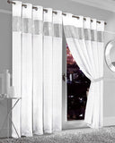 OLIVIA ROCCO White Blackout Curtains with Silver Glitter Detail for Light Blocking and Privacy