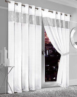 OLIVIA ROCCO White Blackout Curtains with Silver Glitter Detail for Light Blocking and Privacy
