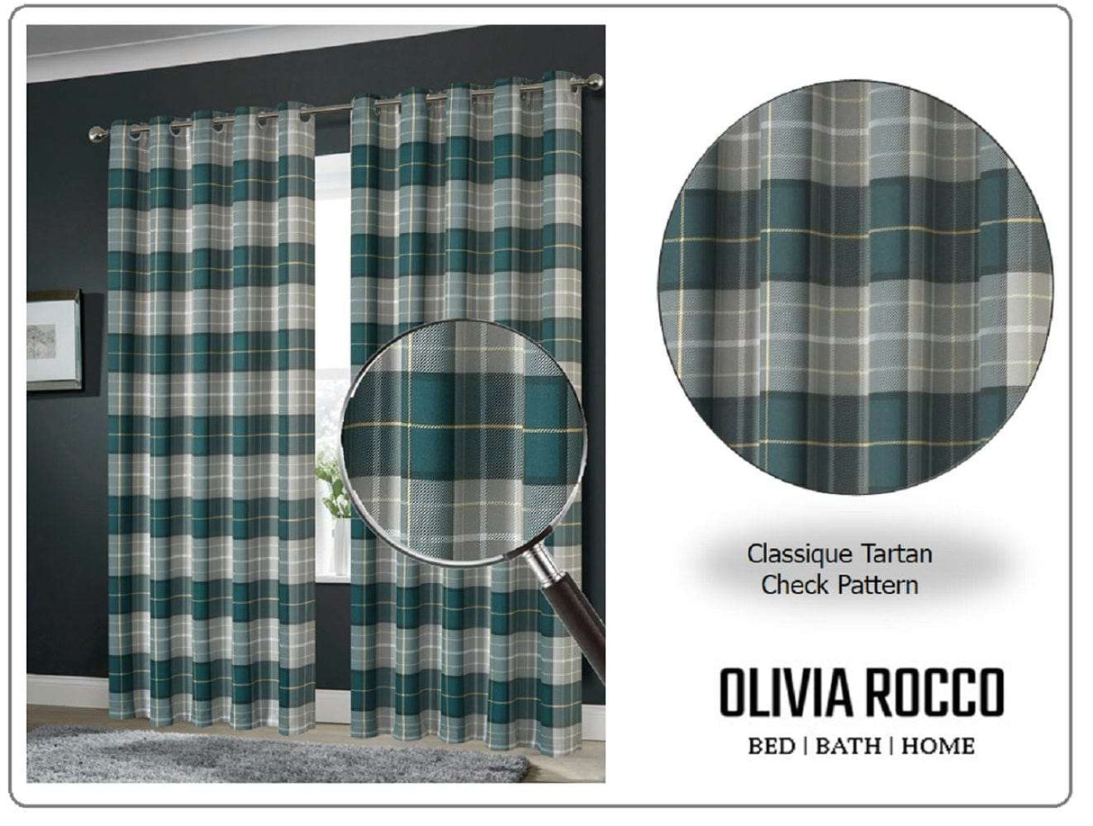 OLIVIA ROCCO Grey Check Blackout Curtains for Privacy