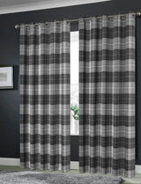 OLIVIA ROCCO Grey Check Blackout Curtains for Privacy