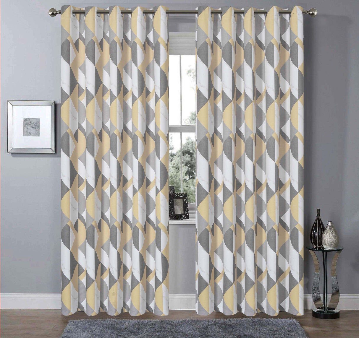 OLIVIA ROCCO Grey Check Blackout Curtains for Privacy