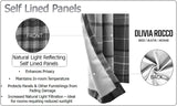 OLIVIA ROCCO Grey Check Blackout Curtains for Privacy