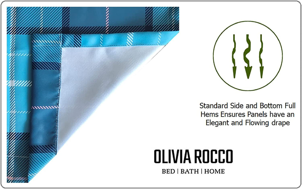 OLIVIA ROCCO Grey Check Blackout Curtains for Privacy