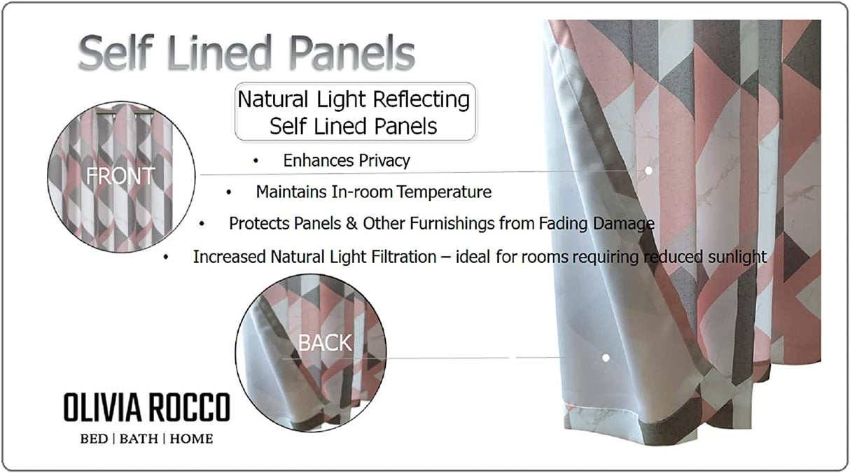 OLIVIA ROCCO Grey Check Blackout Curtains for Privacy