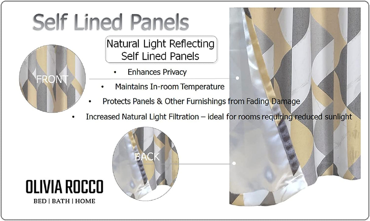 OLIVIA ROCCO Grey Check Blackout Curtains for Privacy