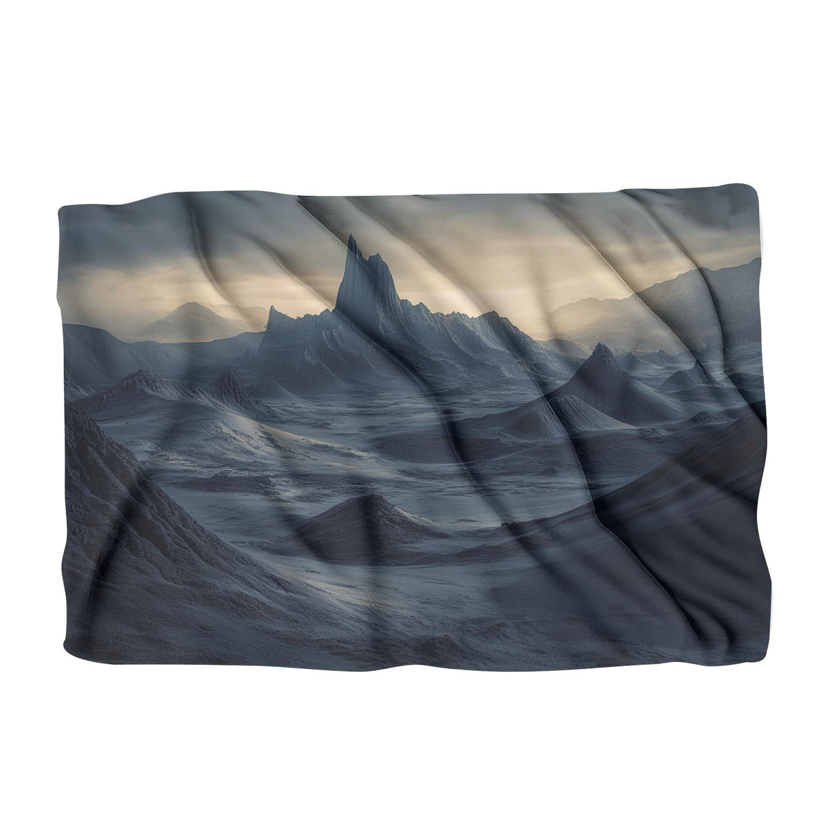 HOME ART HAVEN Landscape Blanket featuring a dramatic mountain scene in muted tones