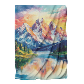 HOME ART HAVEN blanket featuring a vibrant mountain landscape and serene lake design