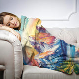 HOME ART HAVEN Colourful Mountain Landscape Blanket for Cozy Comfort and Stylish Decor