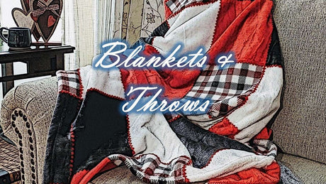 Cozy HOME ART HAVEN blanket with a stylish plaid design draped over a sofa