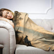 Cosy HOME ART HAVEN throw blanket featuring a serene landscape design, perfect for relaxation and warmth