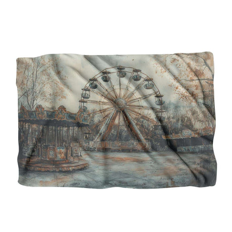 HOME ART HAVEN Illustrated Blanket featuring a vintage carnival scene with a ferris wheel