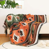 Colourful Nisu Home Throw with Geometric Patterns and Fringed Edges for Cozy Living Spaces