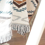 Nisu Home Woven Throw with Geometric Patterns and Fringe Edging for Decorative Use