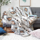Nisu Home Geometric Pattern Throw Blanket with Fringe for Cozy Living Room Decor