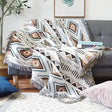 Nisu Home Decorative Throw Blanket with Geometric Patterns and Fringed Edges for Cozy Living Spaces