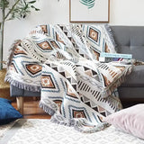 Nisu Home Decorative Throw Blanket with Geometric Patterns and Fringed Edges for Cozy Living Spaces