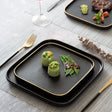Elegant Nisu Home Blino Plates in Black with Gold Trim for Stylish Dining Experiences