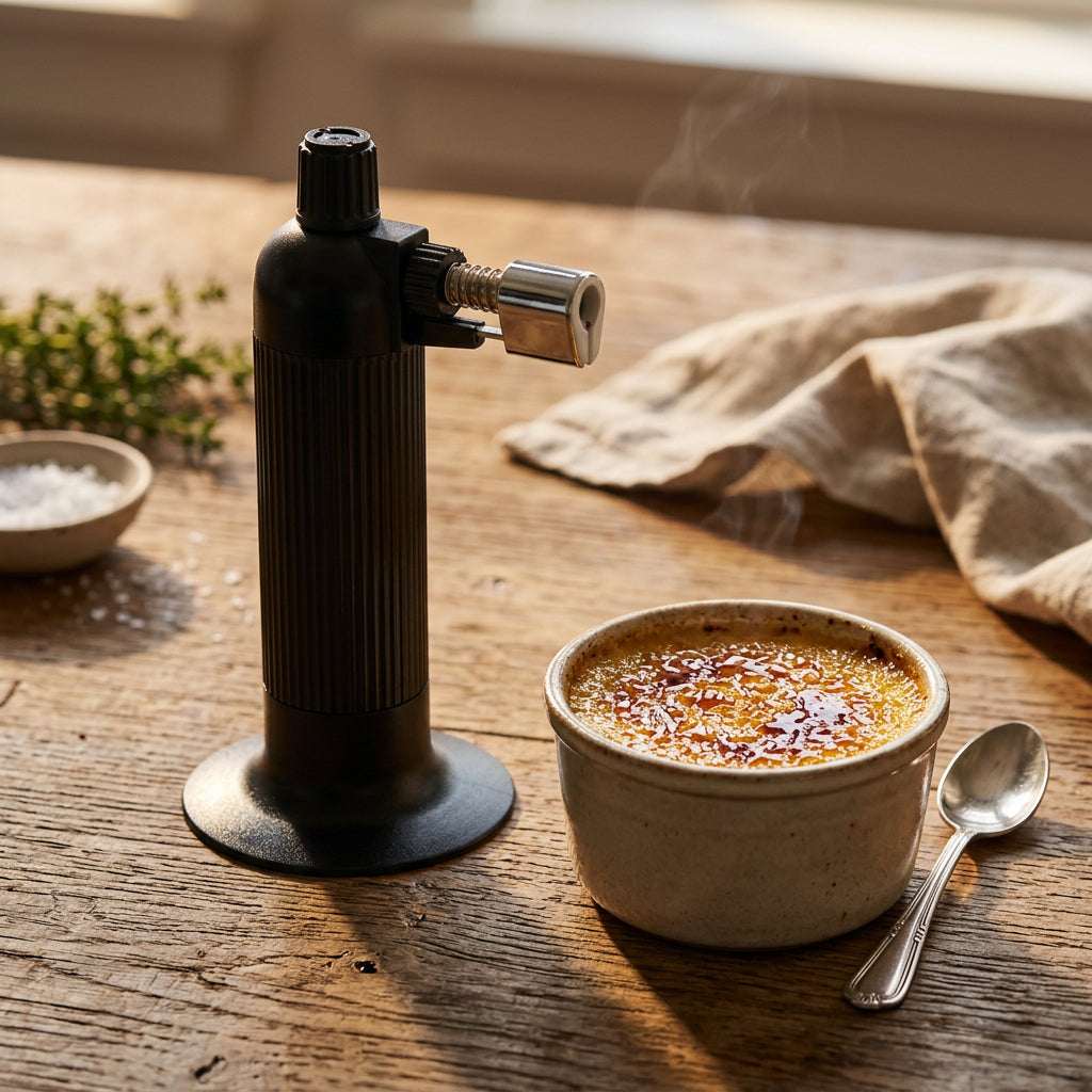 Orsina Blow Torch for caramelising desserts, perfect for creating a crispy top on creme brulee.