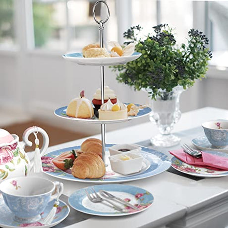 Elegant three-tier Cake Stand from London Boutique Lifestyle displaying pastries and desserts