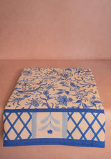 Casa by Josephine Jenno Cotton Tablecloth with Floral Design and Blue Accents for Elegant Dining