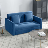 HOMCOM Blue Fabric Sofa Bed with Cushions for Small Spaces HOMCOM