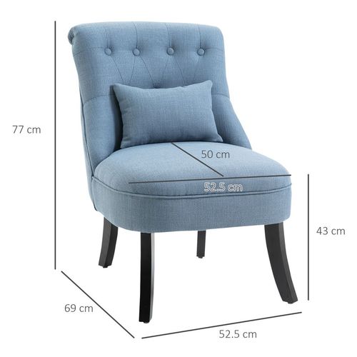 HOMCOM Blue Sofa Dining Chair With Cushion - Stylish Decor HOMCOM