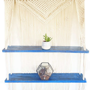 Natural Macrame Hanging Shelves - Blue Shades 4 Seasons