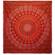 Double Cotton Bedspread and Wall Hanging - Peacock Mandala - Red AW-Dropship
