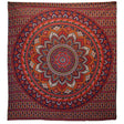 Double Cotton Bedspread and Wall Hanging - Classic Mandala - Orange and Blue AW-Dropship
