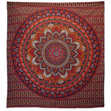 Double Cotton Bedspread and Wall Hanging - Classic Mandala - Orange and Blue AW-Dropship