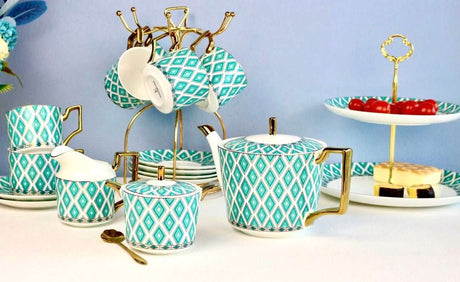 The Edwardian Emerald Bone China Tea Set KitchBoom