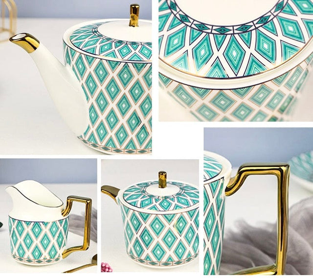 The Edwardian Emerald Bone China Tea Set KitchBoom