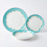 KitchBoom Bone China Dinner Set featuring elegant turquoise design and intricate detailing