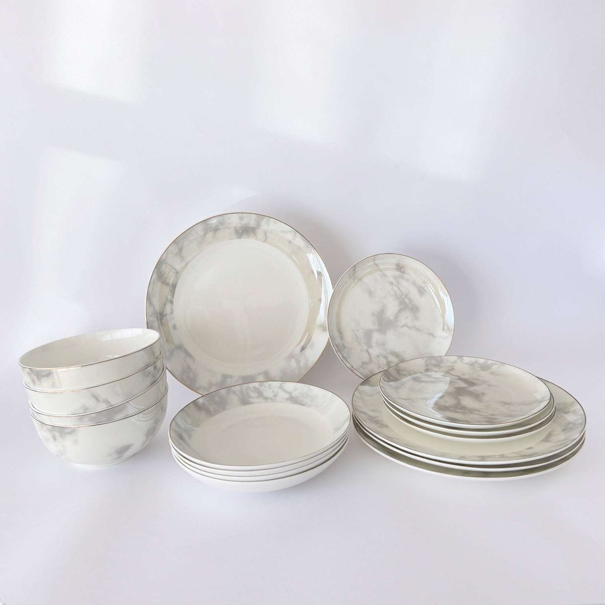 KitchBoom Bone China Dinner Set with elegant marble design for stylish dining experiences
