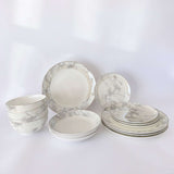 KitchBoom Bone China Dinner Set with elegant marble design for stylish dining experiences