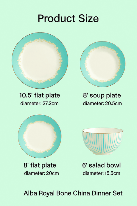 Alba Royal Bone China Dinner Set - 16 | 24 Piece KitchBoom